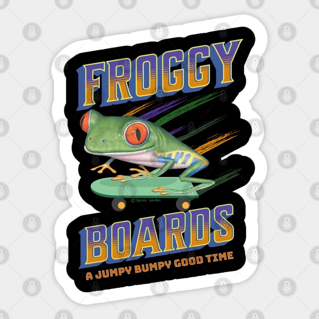 Funny Cute Red Eyed Tree Frog Skateboard Sticker by Danny Gordon Art